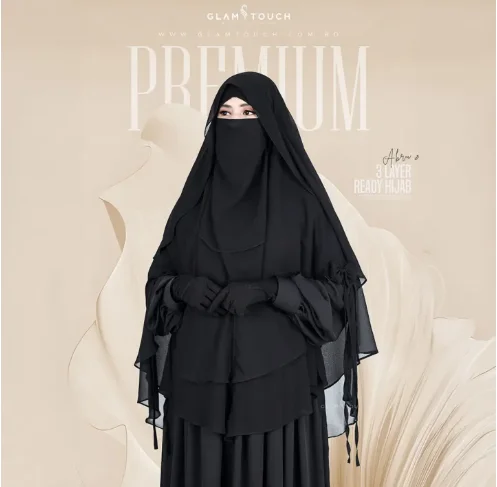 Glam Touch Premium ABRU 3 Layer Hijab Niqab Set